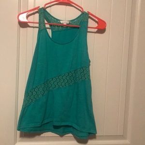 Turquoise Tank w/ Floral Details